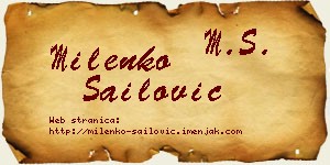 Milenko Sailović vizit kartica